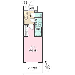 リヴェント玉造 1Kの間取図画像