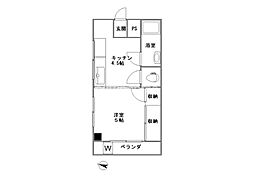 シルバーマンション 2階1DKの間取り