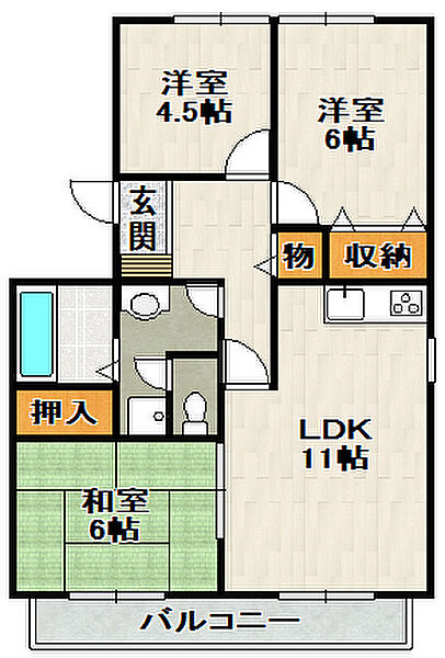 フレマリール・パーク瑞穂 201｜兵庫県伊丹市瑞穂町5丁目(賃貸アパート3LDK・2階・65.46㎡)の写真 その2