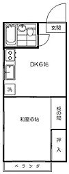 サンシンビル 1DKの間取図画像
