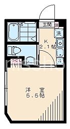大泉学園East-Y2 201 2階1Kの間取り