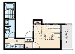 Paddock府中本町 1Kの間取図画像