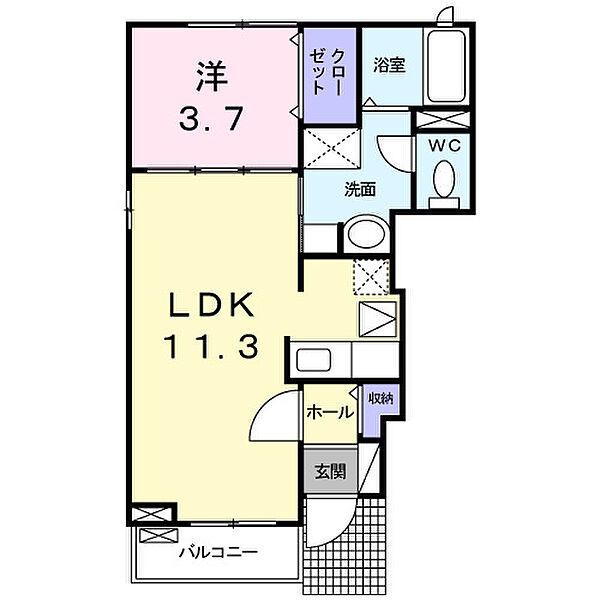 シャルモントゥ 101｜佐賀県佐賀市神野東2丁目(賃貸アパート1LDK・1階・37.13㎡)の写真 その2