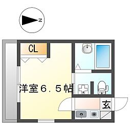 アザレ中丸子 1Kの間取図画像