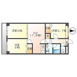 シンフォニー 3DKの間取図画像