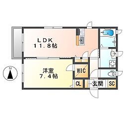 ファーマーハイム下河原 1LDKの間取図画像