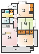 クレストコート 5A ｜ 三重県四日市市久保田2丁目1-13（賃貸マンション3LDK・5階・65.73㎡） その2