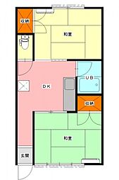 戸辺ハイツ 2DKの間取図画像