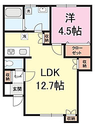 パーク・ユーソニア 1LDKの間取図画像