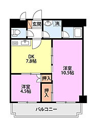 ロイヤルプラザ長岡 2DKの間取図画像