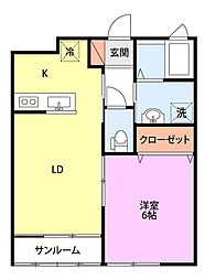 サンシャインヒル 1LDKの間取図画像