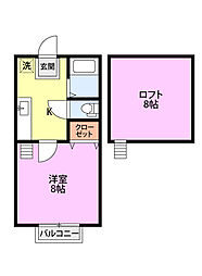 フローラコート 1Kの間取図画像