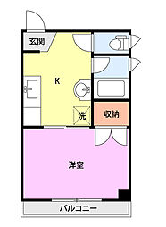 カーサ左近 1Kの間取図画像