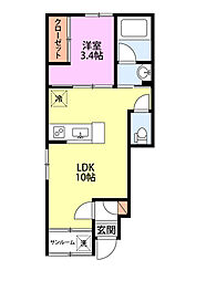 ミルズグランディール川崎B 1LDKの間取図画像