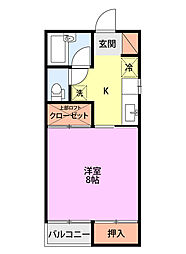 メゾンサンレビュー 1Kの間取図画像