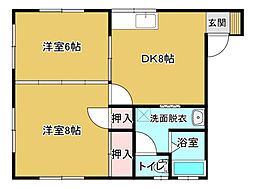 サンハイツ 2DKの間取図画像