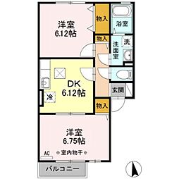 セブンヒルズガーデン 2DKの間取図画像