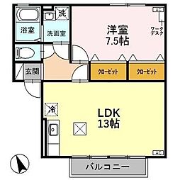 クレストハイツA 1LDKの間取図画像