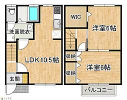 ノーブルハイム喜多町B 2LDKの間取図画像