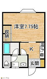 メゾンサンフラワー 1Kの間取図画像
