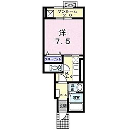 パークサイド1 1Kの間取図画像