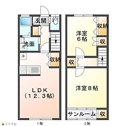 コーポひまわり 2LDKの間取図画像
