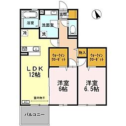 スカイヒルズ 2LDKの間取図画像
