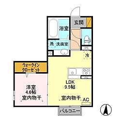 アンジュール・ウィット 1LDKの間取図画像
