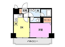 リバーヴュー長岡 1DKの間取図画像