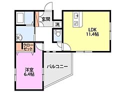 南町フラッツ 1LDKの間取図画像