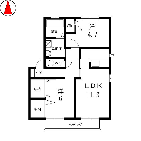 ブルースカイB棟（MAST） ｜滋賀県野洲市冨波甲(賃貸アパート2LDK・2階・57.07㎡)の写真 その2