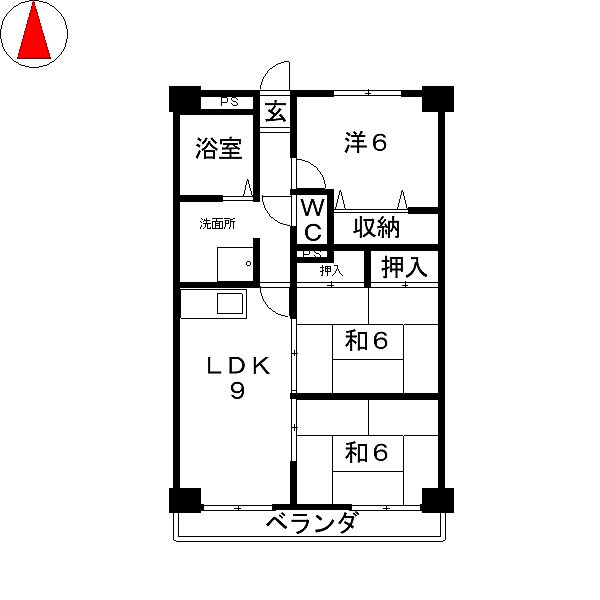 フォルクス淡海 ｜滋賀県野洲市市三宅(賃貸マンション3LDK・1階・62.72㎡)の写真 その2