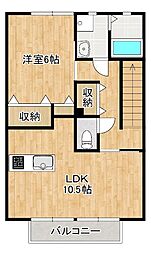 JR草津線 手原駅 徒歩24分の賃貸アパート 2階1LDKの間取り