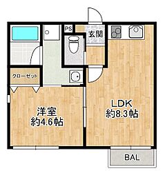 仮称）守山市二町町新築AP 1階1LDKの間取り