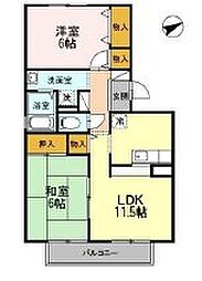 フレマリール林 2階2LDKの間取り
