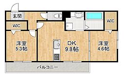 エレガンス　ビュー 3階2DKの間取り