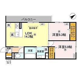 D-ROOM守山3丁目 1階2LDKの間取り