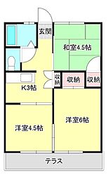 葉山ハイツ　A棟 1階3Kの間取り