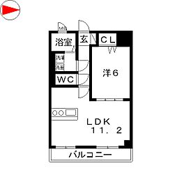 ミモザ千 5階1LDKの間取り