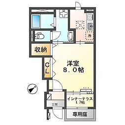 フリージアR 1Kの間取図画像