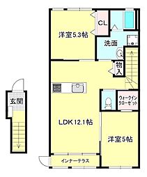 メゾン・ド・ソレイユ 2LDKの間取図画像