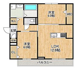 仮称)D-room勝部3丁目 2LDKの間取図画像