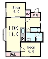 ハイツジェネシス 2LDKの間取図画像