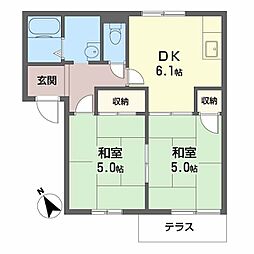 パークヒルズ21A 2DKの間取図画像
