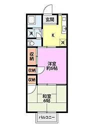 ハイライフ鳥屋野 2Kの間取図画像