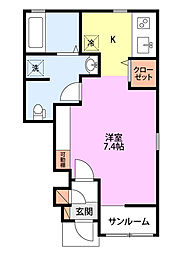 ラパンドール1 ワンルームの間取図画像