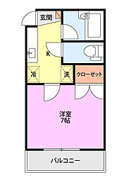グレース東大畑 1Kの間取図画像