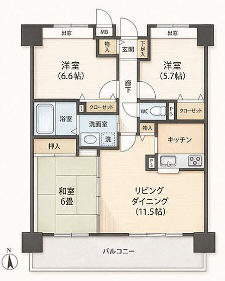 間取図:3LDK