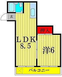 パークアベニュー小林 3階1LDKの間取り