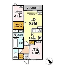 セレスティア白鳥 2LDKの間取図画像
